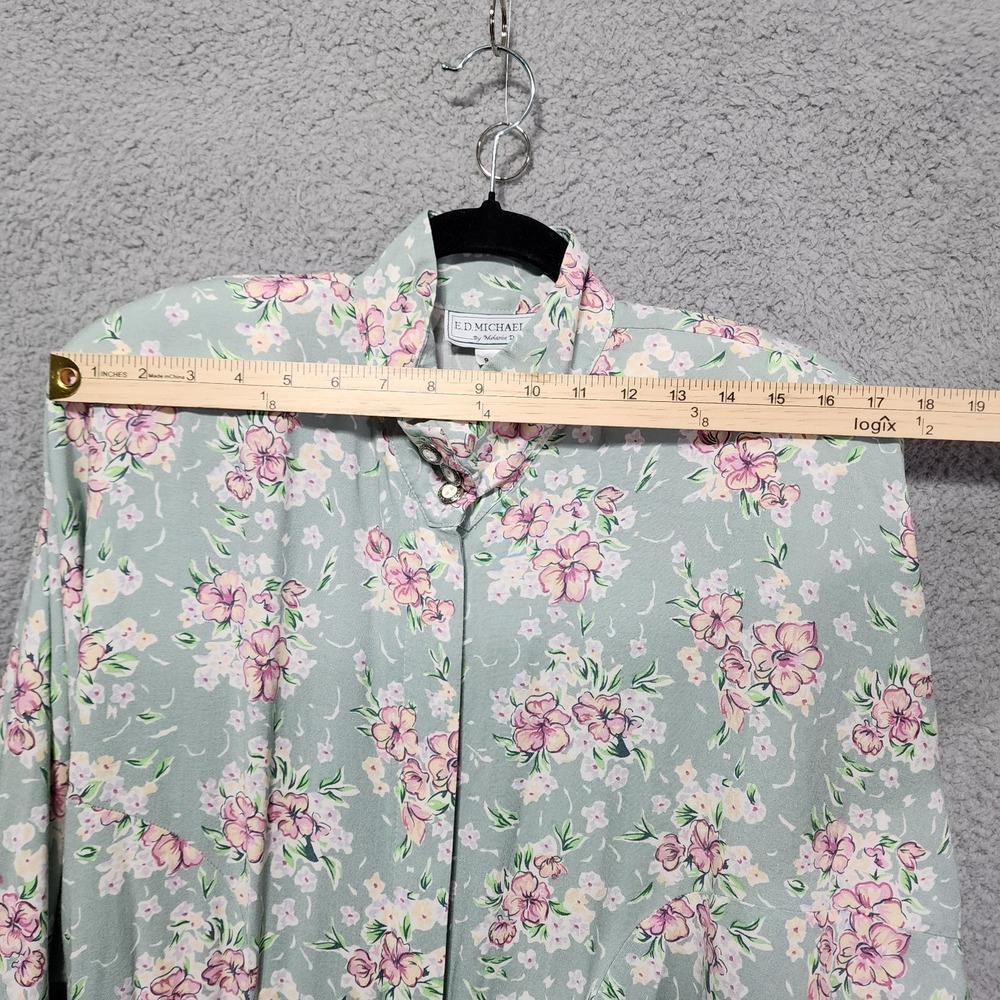 E.D.Michaels Vintage Dress Dolman Sleeve Sage Pink Floral Size 9/10 80's 90's - Picture 5 of 10